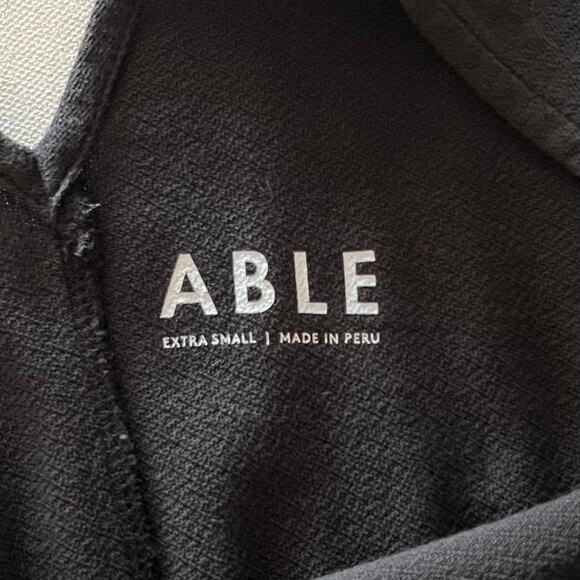 ABLE Black V Neck Wide Leg Rosario Jumpsuit Kimono Sleeve Tie Waist Cotton Sz XS - Picture 10 of 12